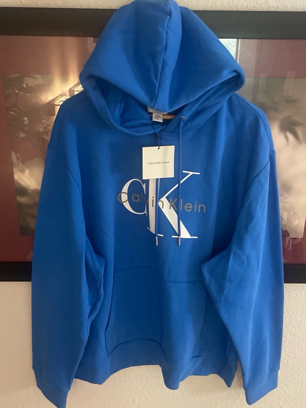 Calvin Klein Men’s Royal Blue Logo Crewneck Hoodie